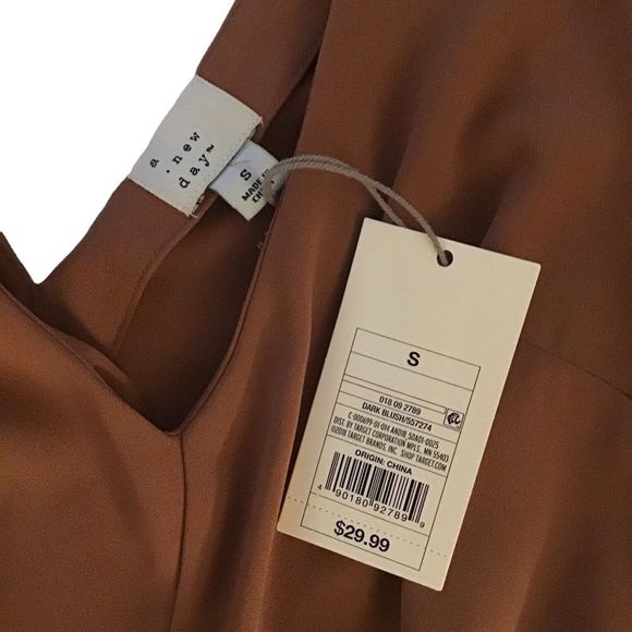 A NEW DAY Jumpsuit Deep Blush Sleeveless Elastic Waist Tie Belt Slip On SZ S NWT - Picture 5 of 10